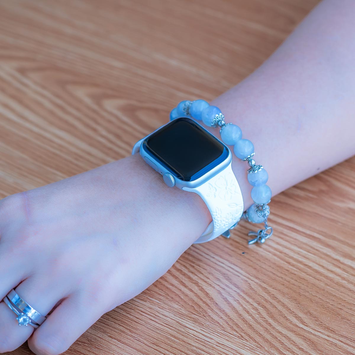 Levo Floral Engraved Silicone Band