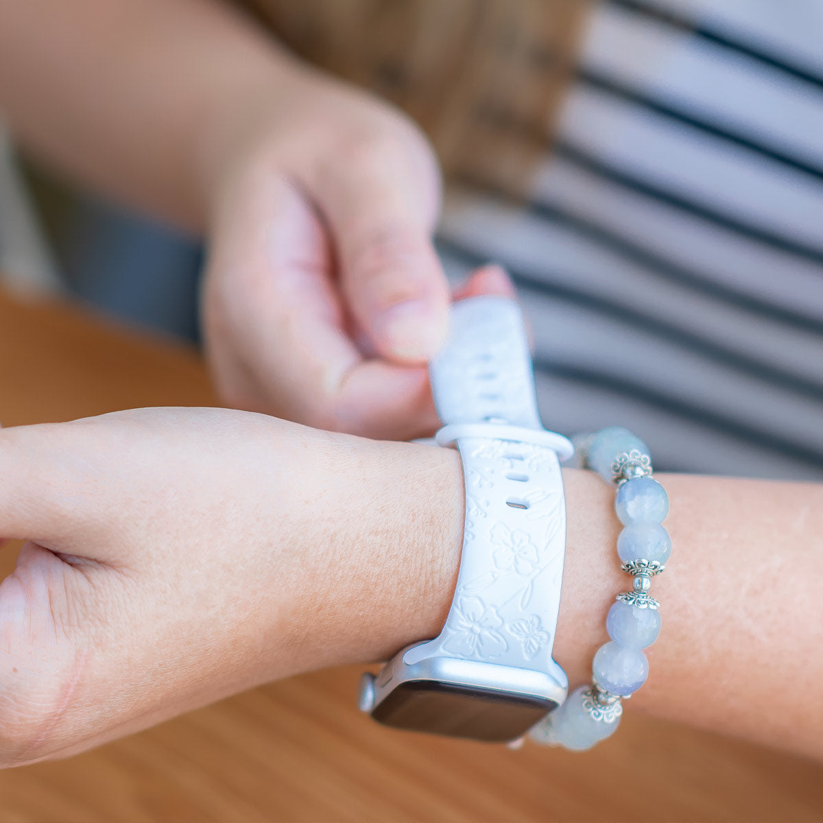 Levo Floral Engraved Silicone Band