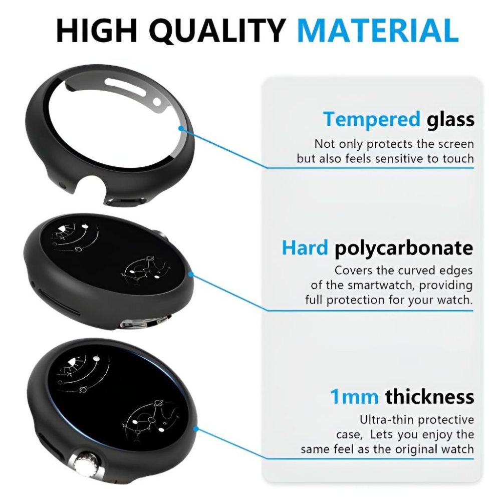 Poli Tempered Screen Protector for Google Pixel Watch with Case