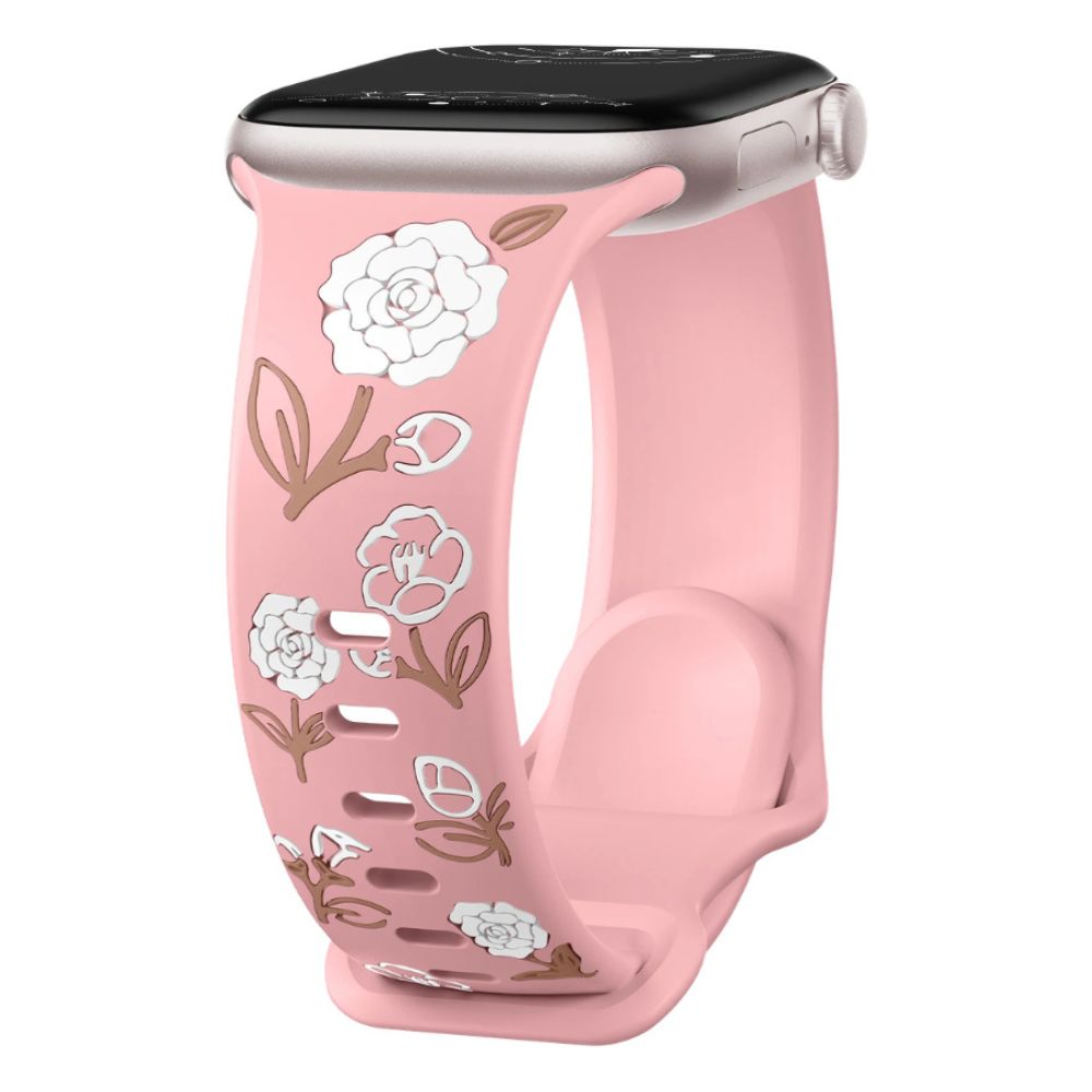 Lenio Engraved Flower Silicone Band - Astra Straps