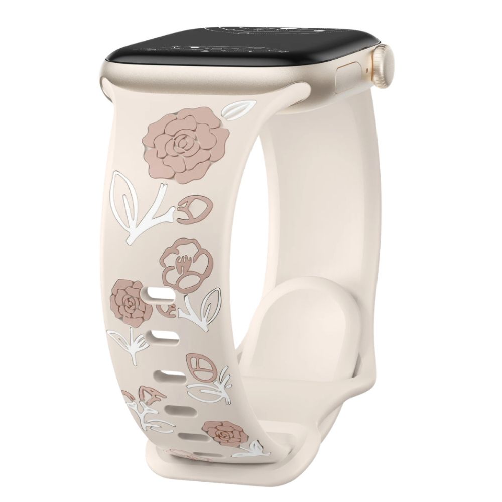 Lenio Engraved Flower Silicone Band - Astra Straps