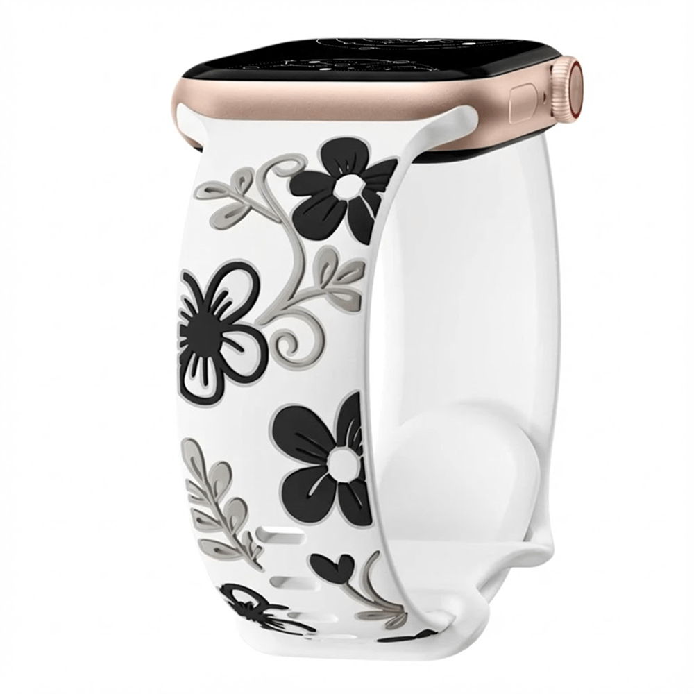 Velox Engraved Flower Silicone Band - Astra Straps