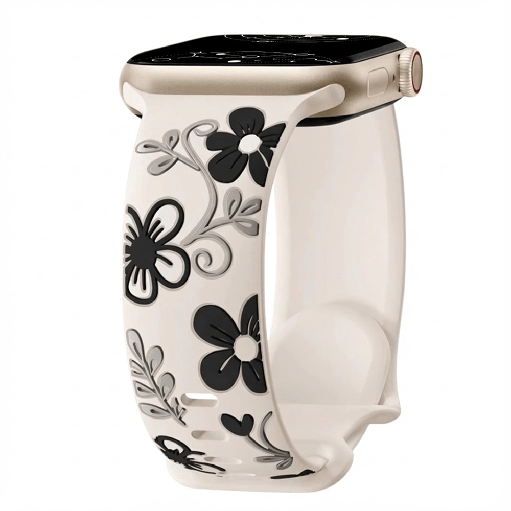 Velox Engraved Flower Silicone Band - Astra Straps