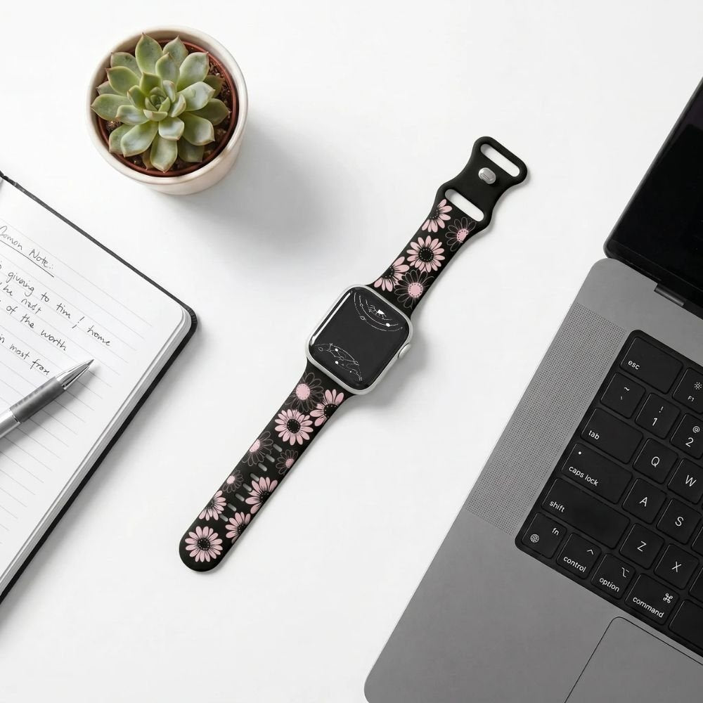 Virga Flower Engraved Silicone Band - Astra Straps