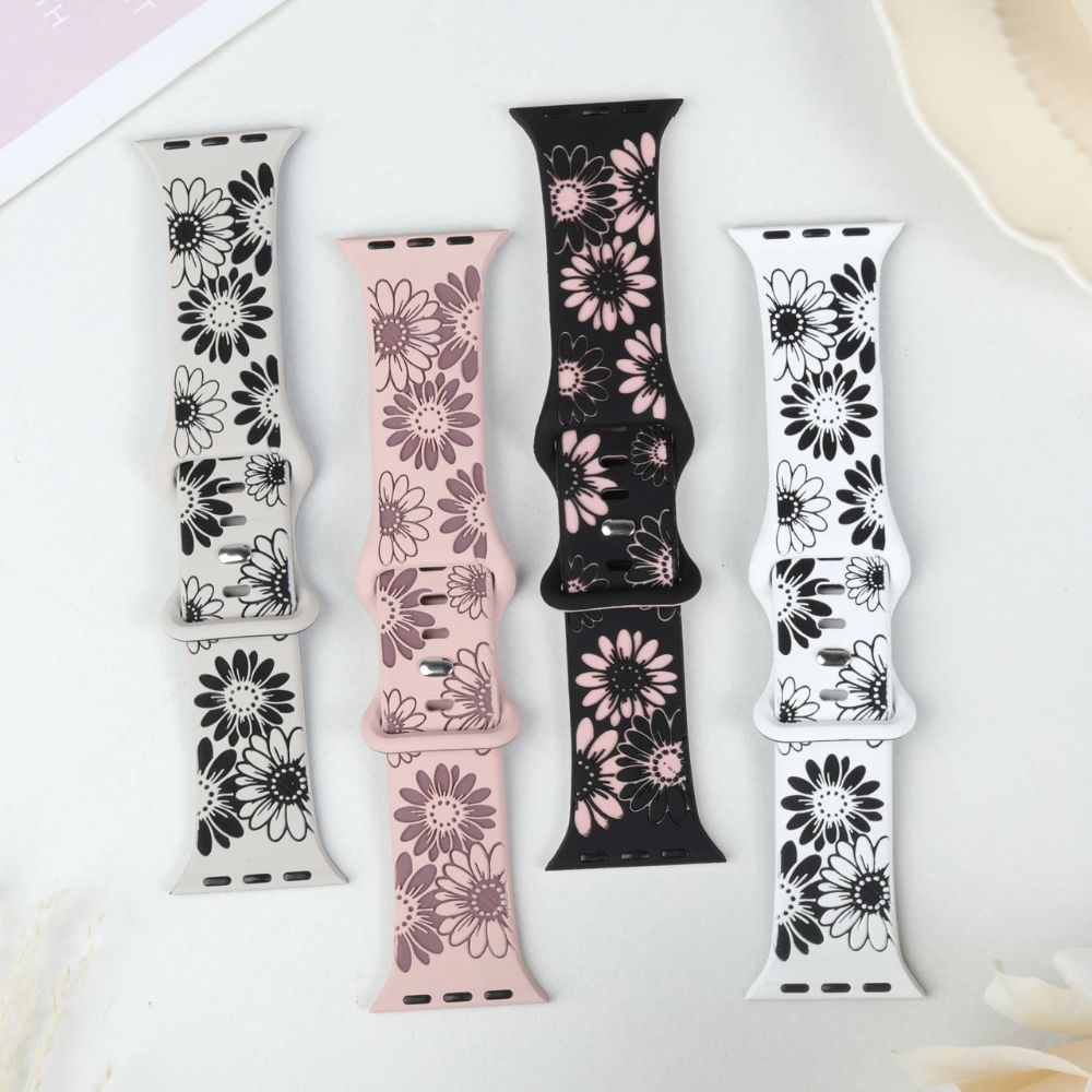 Virga Flower Engraved Silicone Band - Astra Straps